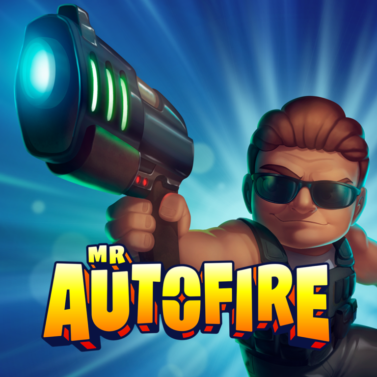 The app icon for hit, mobile shooter game, Mr Autofire